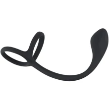 Эрекционное кольцо с анальной пробкой Black Velvets Cock & Ball Ring + Plug: Производитель Orion