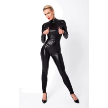Комбинезон Noir Handmade F319 Caged wetlook catsuit with zippers and ring Black, XXL: Для кого Для женщин