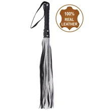 Флоггер из натуральной кожи Flirty Hard Leather - Black & Silver, BG-00036: Производитель Flirty