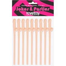 Трубочки для напитков LoveToy Jokes&Parties Original Willy Straws Flesh, 9 шт.: Производитель LOVETOY