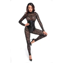 Комбинезон Noir Handmade F299 Enigma lace catsuit with underbust bodice Black, XXL: Для кого Для женщин