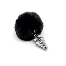 Металлическая анальная пробка Кроличий хвостик Alive Fluffly Twist Plug M Black: Для кого Унисекс