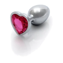 Металлическая анальная пробка Ouch! Heart Gem Silver - Rubellite Pink, S: Для кого Унисекс
