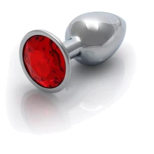 Металлическая анальная пробка Ouch! Heart Gem Silver - Ruby Red, S: Для кого Унисекс