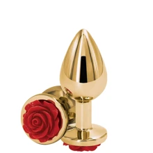 Анальная пробка Ns Novelties - Rose Buttplug M (золотистая с красным): Для кого Унисекс