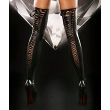 Чулки со шнуровкой Lolitta Lacing Stockings, черный с черным S/M: Для кого Для женщин