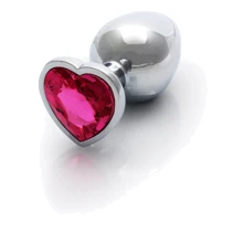 Металлическая анальная пробка Ouch! Heart Gem Silver - Rubellite Pink, М: Для кого Унисекс
