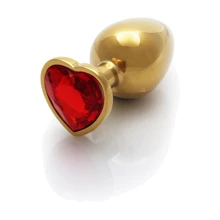 Металлическая анальная пробка Ouch! Heart Gem Gold - Ruby Red, М: Для кого Унисекс