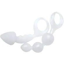 Сет из 2 анальных пробок Bottoms Up Butt Silicone Anal Toy, белый: Для кого Унисекс