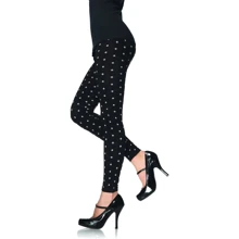 Лосины в мелкий горошек Leg Avenue - Leggings with Polka Dots, O/S (черные с белым): Для кого Для женщин