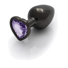 Металлическая анальная пробка Ouch! Heart Gem Gunmetal - Amethyst Purple, М: Для кого Унисекс
