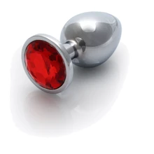 Металлическая анальная пробка Ouch! Heart Gem Silver - Ruby Red, М: Для кого Унисекс