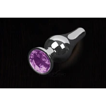 Пикантные Штучки, Серебристая анальная пробка с кристаллом - 8.5x3 см, фиолетовый: Для кого Унисекс