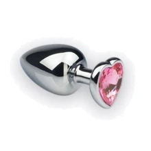 Анальна пробка, Silver Heart Pink Topaz, L: Для кого унісекс