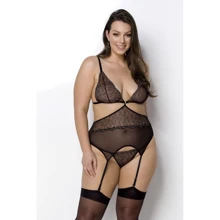 Корсет з пажами Passion Amberly Corset + стрінги 4XL/5XL black: Для кого Для женщин