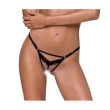 Откровенные трусики-стрепы с кружевом Passion Exclusive SOLON THONG black XXL/XXXL -: Для кого Для женщин