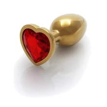 Металлическая анальная пробка Ouch! Heart Gem Gold - Ruby Red, S: Для кого Унисекс