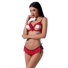 Еротичний комплект Passion Exclusive CHERRY SET WITH OPEN BRA red L / XL: Для кого Для жінок