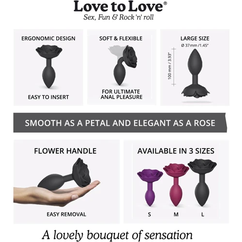 Силіконовий анальний затор Love To Love OPEN ROSES L SIZE - BLACK ONYX: Матеріал Силикон