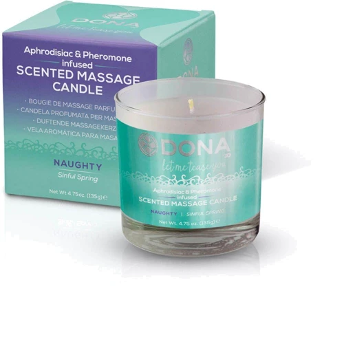 Массажная свеча DONA Scented Massage Candle Sinful Spring NAUGHTY (135 гр): Особенности С ароматом, С феромонами