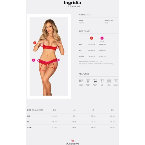 Комплект Obsessive Ingridia 2-pcs crotchless set XL/2XL: Для кого Для женщин