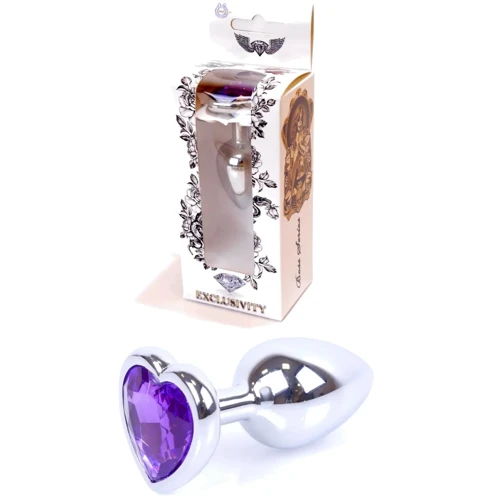 Анальная пробка с кристаллом BOSS of TOYS Boss Series - Jewellery Silver Heart PLUG Purple S, BS6400052