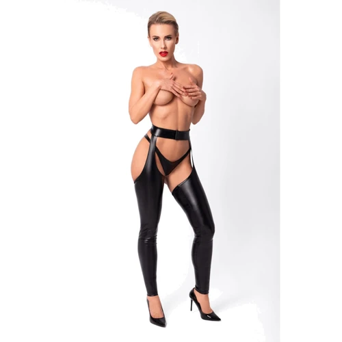 Легінси з відкритими стегнами Noir Handmade F323 Rebel wetlook chaps Black, M: Декор Без декора