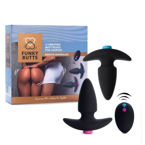FeelzToys FunkyButts Remote Controlled Butt Plug - сет анальных пробок с вибрацией с дистанционным управлением, 10,6х3,7 см: Материал Силикон