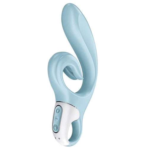Вібратор-кролик Satisfyer Love Me Blue, гнучкий, відросток з потрійним кінчиком