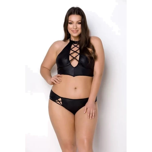 Комплект из эко-кожи Nancy Bikini black 6XL/7XL - Passion