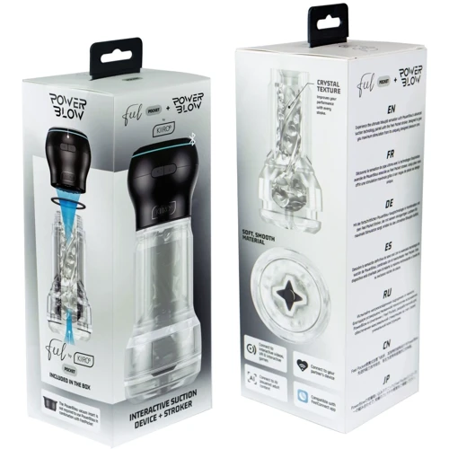Мастурбатор Kiiroo Feel Pocket Crystal с всасывающей интерактивной насадкой PowerBlow Combo Set фото 8
