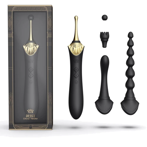 Мультифункциональный вибратор Zalo - Bess 2 Obsidian Black (4 насадки, подогрев): Тип и форма Вибромассажер