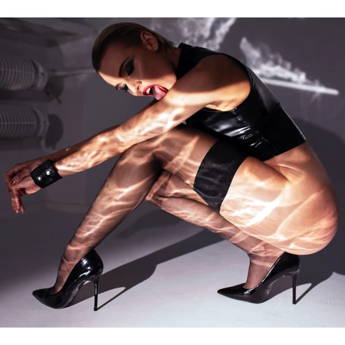 Топ Noir Handmade F324 Glam wetlook top with vinyl corset Вlack, M: Матеріал Полиэстер