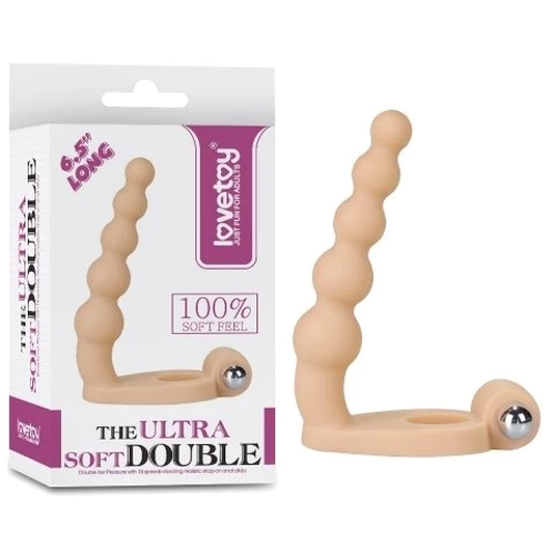 Насадка для двойного проникновения LoveToy The Ultra Soft Double Bead 6.5": Особенности С кольцом на мошонку