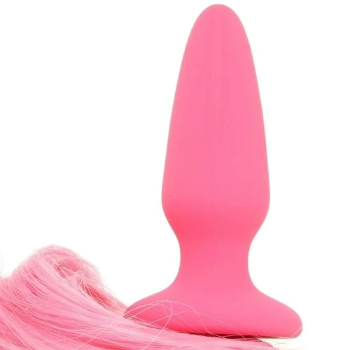 Анальна пробка з хвостиком Unicorn Tails Pastel, 8,4х3,2 см, рожевий фото 7