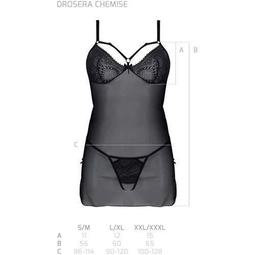 Пеньюар ECO Passion DROSERA CHEMISE black L/XL: Материал Полиамид