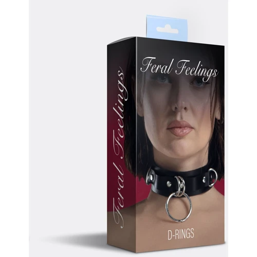 Нашийник для фіксації з натуральної шкіри Feral Feelings - D-Rings Black: Виробник Feral Feelings