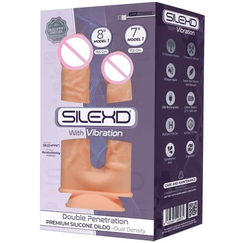 Фаллоимитатор двойной с вибрацией SilexD Double Gusto Flesh Motor (Model 1 size 8" & 7"), двухслойны: Назначение Для двойного проникновения