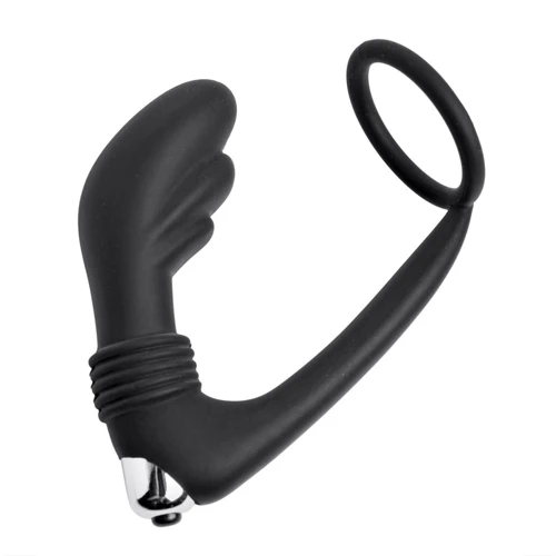 Вибростимулятор простаты с эрекционным кольцом Prostatic Play Cock Ring Vibrating Prostate (черный)