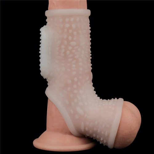 Насадка на пенис с вибрацией LoveToy Knights Ring Vibrating Drip With Scrotum Sleeve: Материал TPE (термопластичный эластомер)
