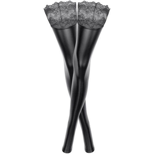 Чулки Noir Handmade F135 Powerwetlook stockings Вlack, XL: Материал Полиамид