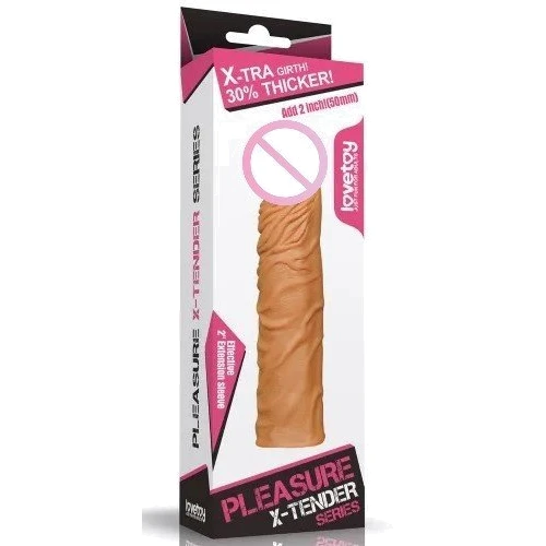 Реалистичная насадка на член LoveToy Pleasure X-Tender Penis Sleeve Flesh Add 2" (коричневый): Назначение Для увеличения