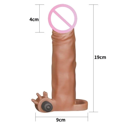 Насадка з вібрацією LoveToy Pleasure X-Tender Vibrating Penis Sleeve Flesh Add 2", Brown: Призначення Для збільшення