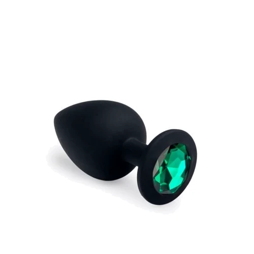 Анальний корок CRYSTAL Black Silicone Emerald, L
