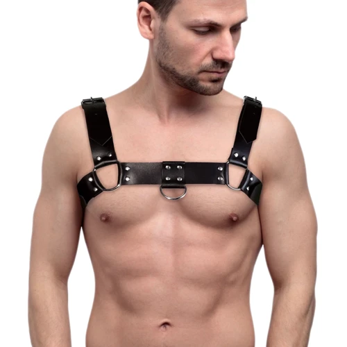 Чоловічі портупеї з натуральної шкіри Feral Feelings - Bulldog Harness Black