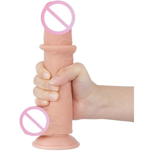 Фалоімітатор LoveToy Sliding-Skin Dual Layer Dong 8" Flesh: Наявність вібрації  Нет