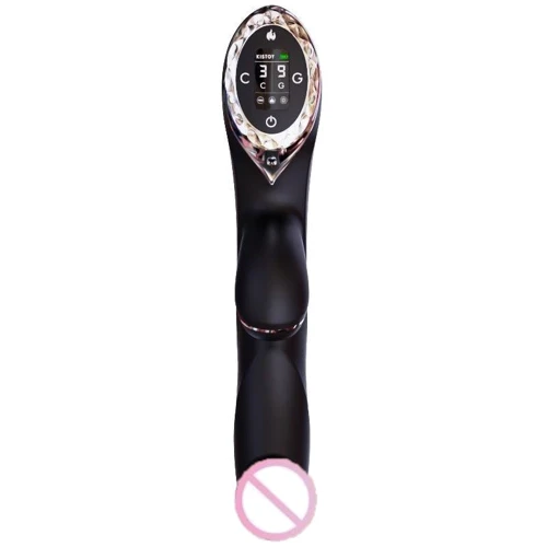 Вакуумный вибратор-кролик с подогревом KisToy A-King Pro Black, с LED-экраном: Тип и форма Кролики, В виде члена
