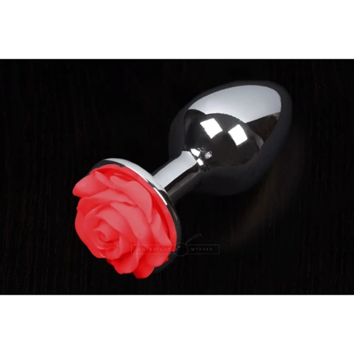 Пікантні Штучки Rose Large - велика анальна пробка, 8.5х4 см, червоний