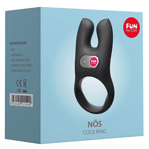 Виброкольцо с двумя моторчиками NOS Fun Factory черный silver: Цвет черный
