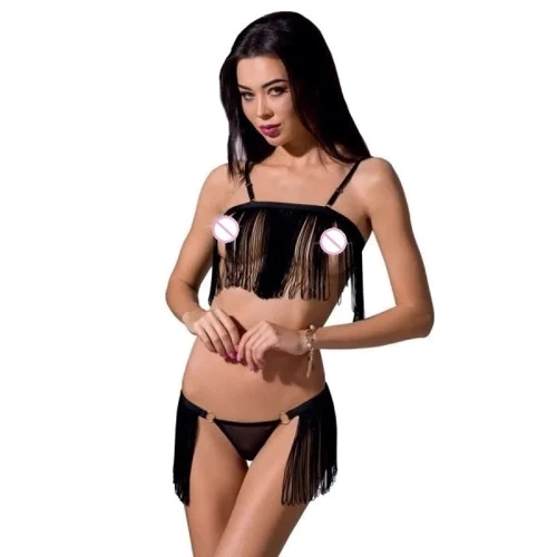 Эротический комплект Passion Exclusive KASSANDRA SET WITH OPEN BRA black S/M